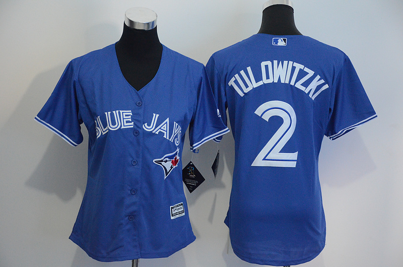 Womens 2017 MLB Toronto Blue Jays #2 Tulowitzki Blue Jerseys->women mlb jersey->Women Jersey